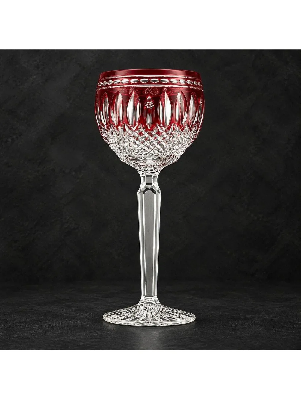 Set of 2 Rare Vtg. WATERFORD Clarendon Ruby Red Lead Crystal Wine Glass Stemware